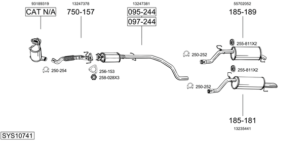 Sistema de gases de escape Vauxhall CORSA Mk III