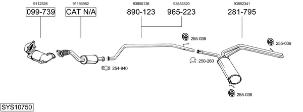 Sistema de gases de escape Vauxhall VIVARO A Van