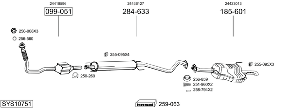 Sistema de gases de escape Vauxhall ZAFIRA A