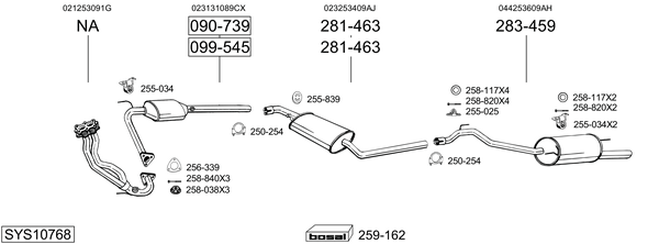 Sistema de gases de escape Vw TRANSPORTER T4 Bus
