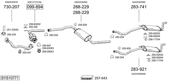 Sistema de gases de escape Vw TRANSPORTER T4 Bus