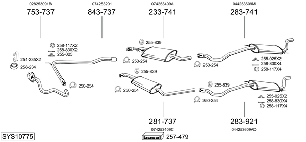Sistema de gases de escape Vw TRANSPORTER T4 Bus