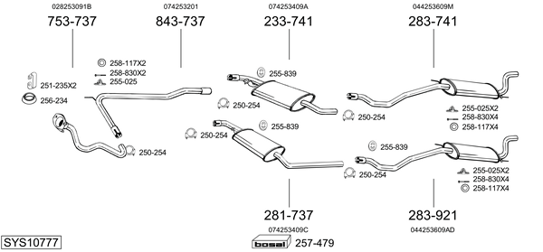 Sistema de gases de escape Vw TRANSPORTER T4 Bus