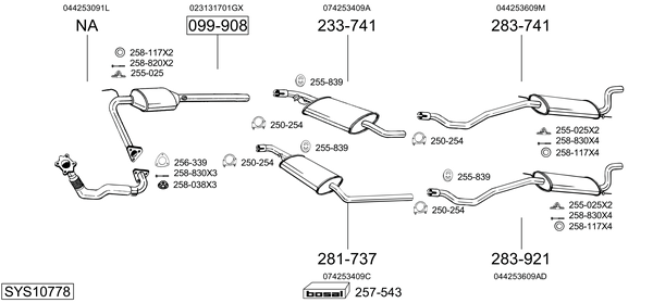 Sistema de gases de escape Vw TRANSPORTER T4 Bus