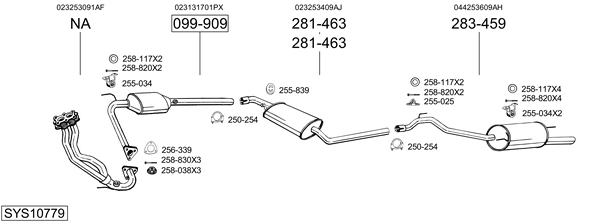 Sistema de gases de escape Vw TRANSPORTER T4 Bus