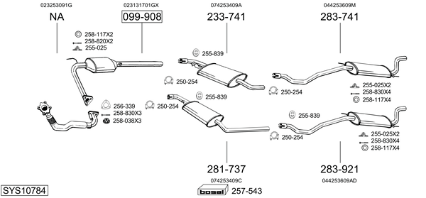 Sistema de gases de escape Vw TRANSPORTER T4 Bus