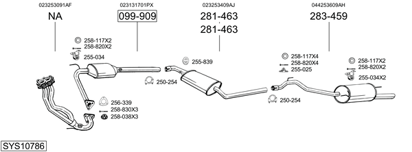 Sistema de gases de escape Vw TRANSPORTER T4 Bus