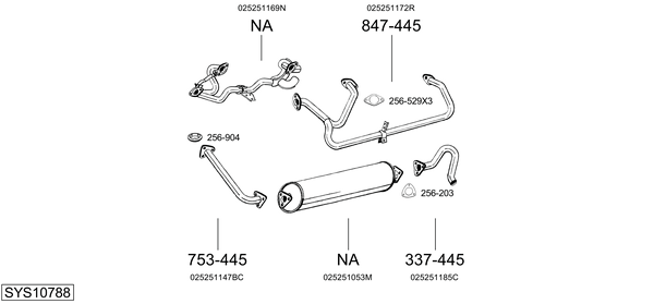 Sistema de gases de escape Vw TRANSPORTER T3 Bus
