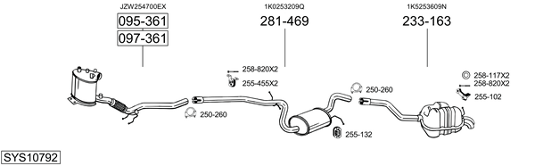 Sistema de gases de escape Vw GOLF V Variant