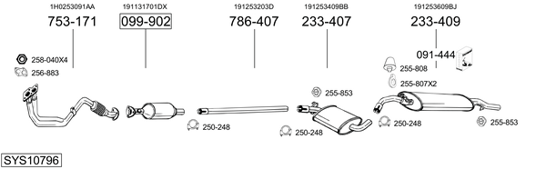 Sistema de gases de escape Vw GOLF II Van
