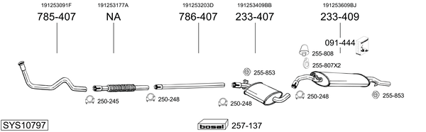 Sistema de gases de escape Vw GOLF II Van