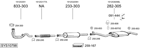 Sistema de gases de escape Vw GOLF II Van