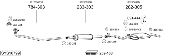 Sistema de gases de escape Vw GOLF II Van