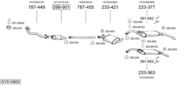 Sistema de gases de escape Vw GOLF II Van