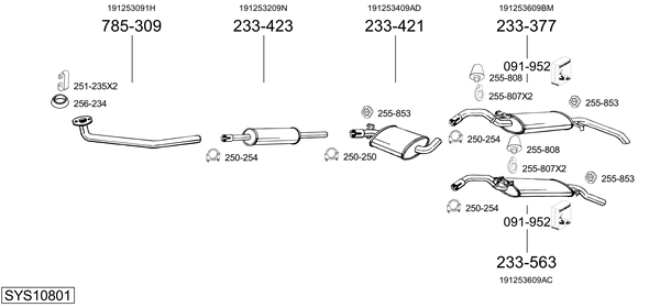 Sistema de gases de escape Vw GOLF II Van