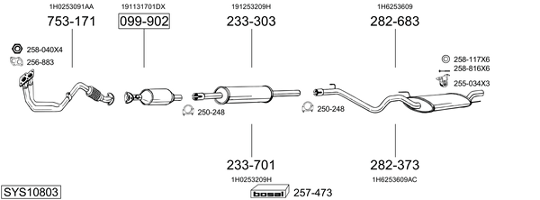 Sistema de gases de escape Vw GOLF III Van