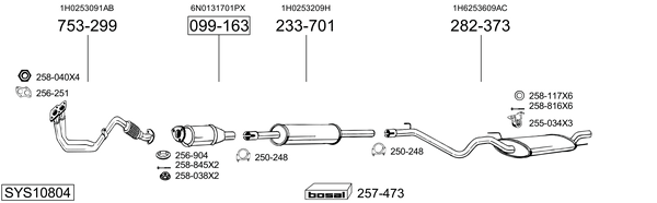 Sistema de gases de escape Vw GOLF III Van