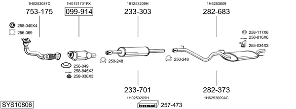 Sistema de gases de escape Vw GOLF III Van