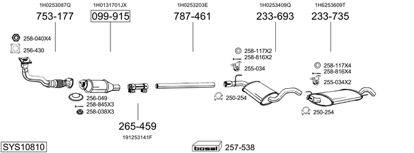 Sistema de gases de escape Vw GOLF III Van