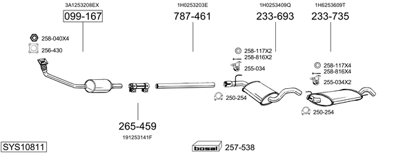 Sistema de gases de escape Vw GOLF III Van