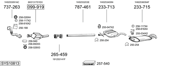 Sistema de gases de escape Vw GOLF III Van