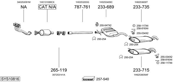 Sistema de gases de escape Vw GOLF III Van