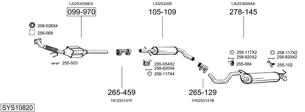 Sistema de gases de escape Vw GOLF IV Van