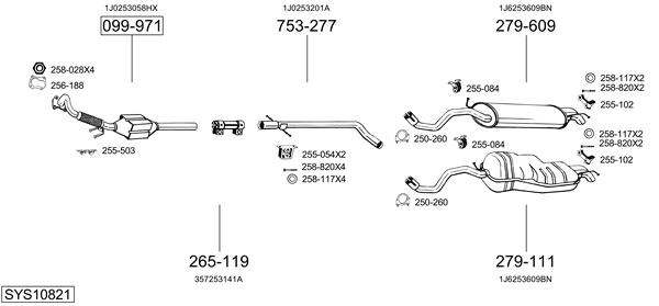 Sistema de gases de escape Vw GOLF IV Van