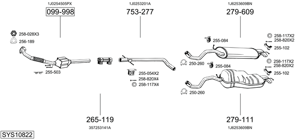 Sistema de gases de escape Vw GOLF IV Van