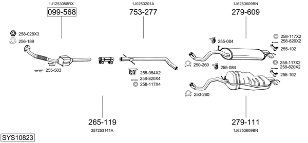 Sistema de gases de escape Vw GOLF IV Van