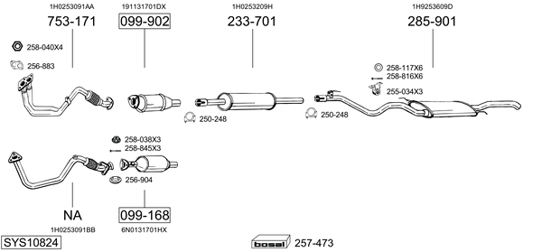 Sistema de gases de escape Vw GOLF Van III Variant