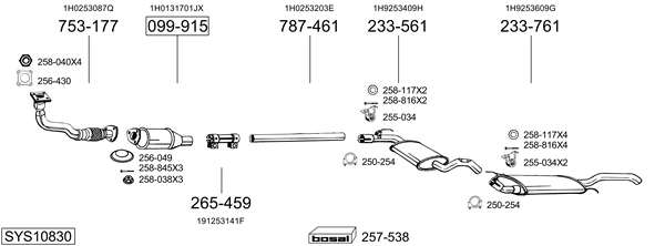 Sistema de gases de escape Vw GOLF Van III Variant