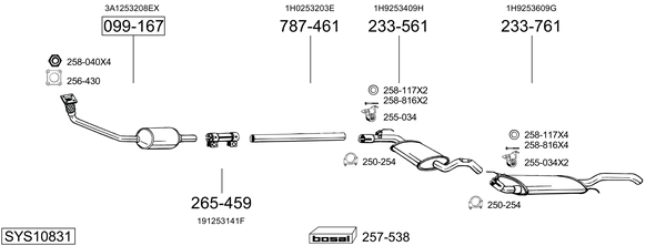 Sistema de gases de escape Vw GOLF Van III Variant