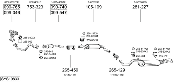 Sistema de gases de escape Vw GOLF VAN IV Variant