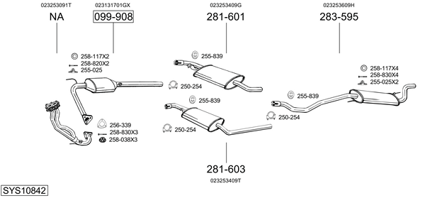 Sistema de gases de escape Vw TRANSPORTER T4 Bus