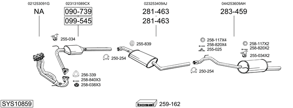 Sistema de gases de escape Vw TRANSPORTER T4 Bus
