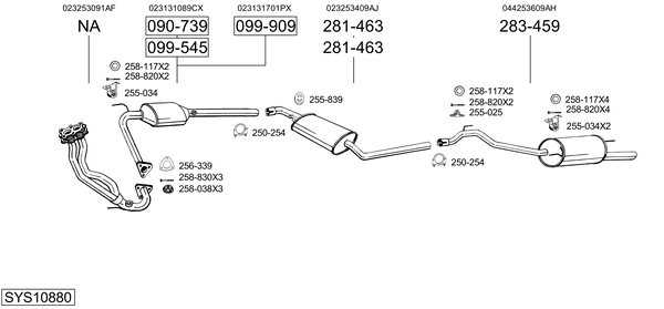 Sistema de gases de escape Vw TRANSPORTER T4 Bus