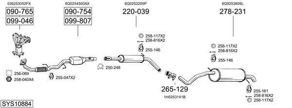 Sistema de gases de escape Vw POLO IV Saloon