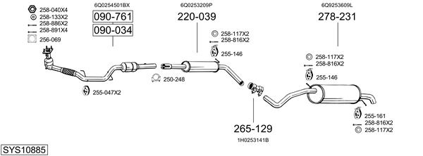 Sistema de gases de escape Vw POLO IV Saloon
