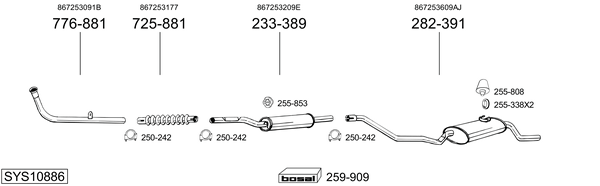 Sistema de gases de escape BOSAL SYS10886