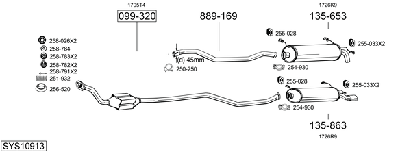 Sistema de gases de escape Citroën ZX Hatchback Van
