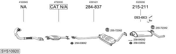 Sistema de gases de escape Saab 9000 Hatchback