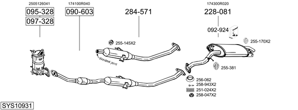 Sistema de gases de escape Toyota COROLLA Verso