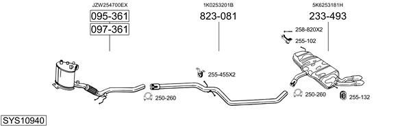 Sistema de gases de escape Vw GOLF VI