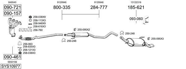 Sistema de gases de escape Vauxhall TIGRA TwinTop