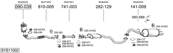 Sistema de gases de escape Daewoo REZZO