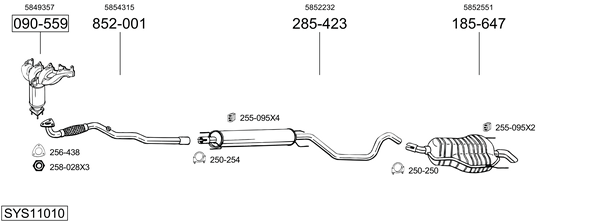 Sistema de gases de escape Opel ZAFIRA / ZAFIRA FAMILY B