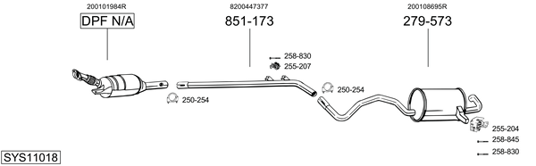 Sistema de gases de escape Renault MEGANE III Hatchback