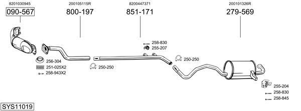 Sistema de gases de escape Renault MEGANE III Coupe