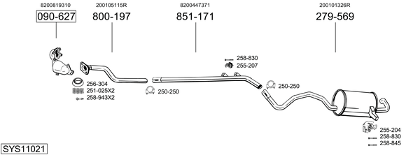 Sistema de gases de escape Renault MEGANE III Coupe